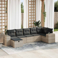Thumbnail for 7-tlg. Garten-Sofagarnitur mit Kissen Hellgrau Poly Rattan