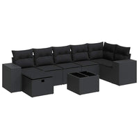 Thumbnail for 8-tlg. Garten-Sofagarnitur mit Kissen Schwarz Poly Rattan