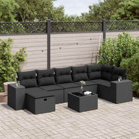 Thumbnail for 8-tlg. Garten-Sofagarnitur mit Kissen Schwarz Poly Rattan