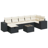 Thumbnail for 8-tlg. Garten-Sofagarnitur mit Kissen Schwarz Poly Rattan