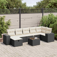 Thumbnail for 8-tlg. Garten-Sofagarnitur mit Kissen Schwarz Poly Rattan