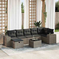 Thumbnail for 8-tlg. Garten-Sofagarnitur mit Kissen Grau Poly Rattan
