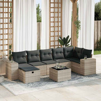 Thumbnail for 8-tlg. Garten-Sofagarnitur mit Kissen Hellgrau Poly Rattan