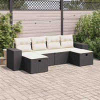 Thumbnail for 6-tlg. Garten-Sofagarnitur mit Kissen Schwarz Poly Rattan