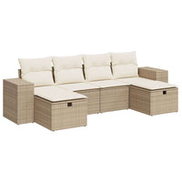 Thumbnail for 6-tlg. Garten-Sofagarnitur mit Kissen Beige Poly Rattan