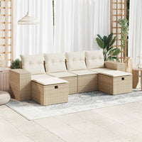 Thumbnail for 6-tlg. Garten-Sofagarnitur mit Kissen Beige Poly Rattan