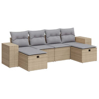 Thumbnail for 6-tlg. Garten-Sofagarnitur mit Kissen Beige Poly Rattan