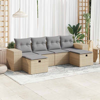 Thumbnail for 6-tlg. Garten-Sofagarnitur mit Kissen Beige Poly Rattan