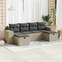 Thumbnail for 6-tlg. Garten-Sofagarnitur mit Kissen Hellgrau Poly Rattan