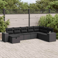 Thumbnail for 8-tlg. Garten-Sofagarnitur mit Kissen Schwarz Poly Rattan