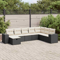 Thumbnail for 8-tlg. Garten-Sofagarnitur mit Kissen Schwarz Poly Rattan