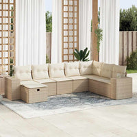 Thumbnail for 8-tlg. Garten-Sofagarnitur mit Kissen Beige Poly Rattan
