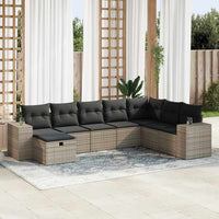 Thumbnail for 8-tlg. Garten-Sofagarnitur mit Kissen Grau Poly Rattan