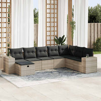 Thumbnail for 8-tlg. Garten-Sofagarnitur mit Kissen Hellgrau Poly Rattan
