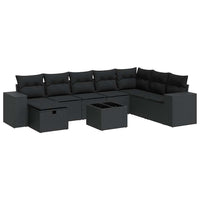 Thumbnail for 9-tlg. Garten-Sofagarnitur mit Kissen Schwarz Poly Rattan