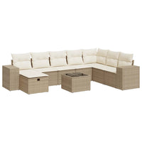Thumbnail for 9-tlg. Garten-Sofagarnitur mit Kissen Beige Poly Rattan