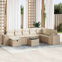 Thumbnail for 9-tlg. Garten-Sofagarnitur mit Kissen Beige Poly Rattan