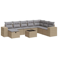 Thumbnail for 9-tlg. Garten-Sofagarnitur mit Kissen Beige Poly Rattan