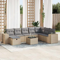Thumbnail for 9-tlg. Garten-Sofagarnitur mit Kissen Beige Poly Rattan