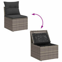 Thumbnail for 9-tlg. Garten-Sofagarnitur mit Kissen Grau Poly Rattan