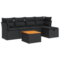 Thumbnail for 6-tlg. Garten-Sofagarnitur mit Kissen Schwarz Poly Rattan