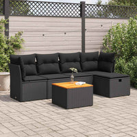 Thumbnail for 6-tlg. Garten-Sofagarnitur mit Kissen Schwarz Poly Rattan