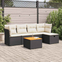 Thumbnail for 6-tlg. Garten-Sofagarnitur mit Kissen Schwarz Poly Rattan