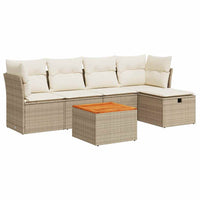 Thumbnail for 6-tlg. Garten-Sofagarnitur mit Kissen Beige Poly Rattan
