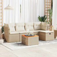 Thumbnail for 6-tlg. Garten-Sofagarnitur mit Kissen Beige Poly Rattan