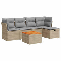 Thumbnail for 6-tlg. Garten-Sofagarnitur mit Kissen Beige Poly Rattan