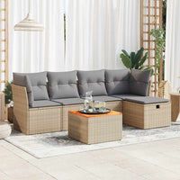 Thumbnail for 6-tlg. Garten-Sofagarnitur mit Kissen Beige Poly Rattan