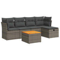 Thumbnail for 6-tlg. Garten-Sofagarnitur mit Kissen Grau Poly Rattan