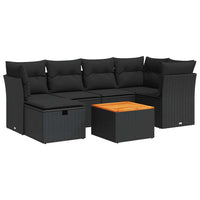 Thumbnail for 7-tlg. Garten-Sofagarnitur mit Kissen Schwarz Poly Rattan