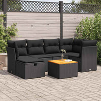 Thumbnail for 7-tlg. Garten-Sofagarnitur mit Kissen Schwarz Poly Rattan