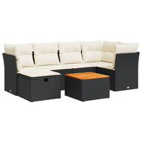 Thumbnail for 7-tlg. Garten-Sofagarnitur mit Kissen Schwarz Poly Rattan