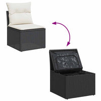 Thumbnail for 7-tlg. Garten-Sofagarnitur mit Kissen Schwarz Poly Rattan
