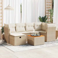 Thumbnail for 7-tlg. Garten-Sofagarnitur mit Kissen Beige Poly Rattan