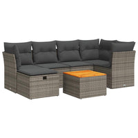 Thumbnail for 7-tlg. Garten-Sofagarnitur mit Kissen Grau Poly Rattan