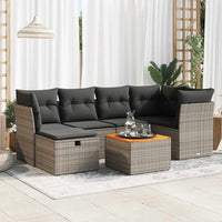 Thumbnail for 7-tlg. Garten-Sofagarnitur mit Kissen Grau Poly Rattan