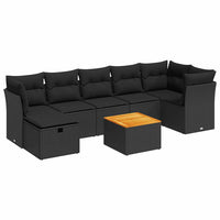 Thumbnail for 8-tlg. Garten-Sofagarnitur mit Kissen Schwarz Poly Rattan