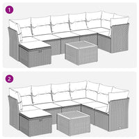 Thumbnail for 8-tlg. Garten-Sofagarnitur mit Kissen Beige Poly Rattan