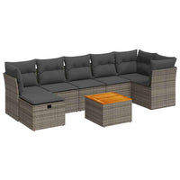 Thumbnail for 8-tlg. Garten-Sofagarnitur mit Kissen Grau Poly Rattan