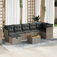 Thumbnail for 8-tlg. Garten-Sofagarnitur mit Kissen Grau Poly Rattan