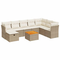 Thumbnail for 9-tlg. Garten-Sofagarnitur mit Kissen Beige Poly Rattan