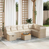 Thumbnail for 9-tlg. Garten-Sofagarnitur mit Kissen Beige Poly Rattan