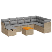 Thumbnail for 9-tlg. Garten-Sofagarnitur mit Kissen Beige Poly Rattan