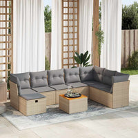 Thumbnail for 9-tlg. Garten-Sofagarnitur mit Kissen Beige Poly Rattan
