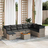 Thumbnail for 9-tlg. Garten-Sofagarnitur mit Kissen Grau Poly Rattan