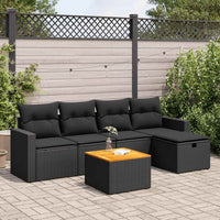 Thumbnail for 6-tlg. Garten-Sofagarnitur mit Kissen Schwarz Poly Rattan
