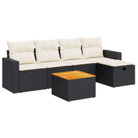 Thumbnail for 6-tlg. Garten-Sofagarnitur mit Kissen Schwarz Poly Rattan